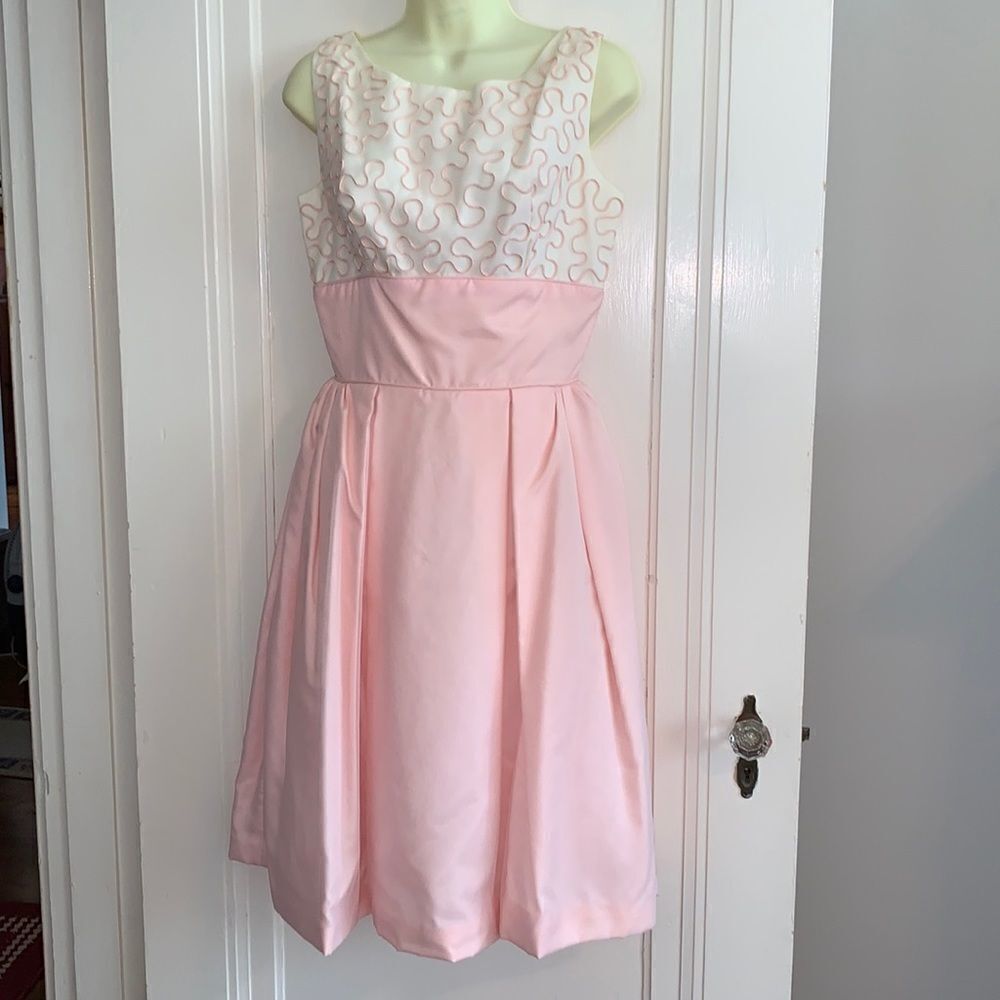 Vtg 60s pink &‎ cream party dress with crinoline